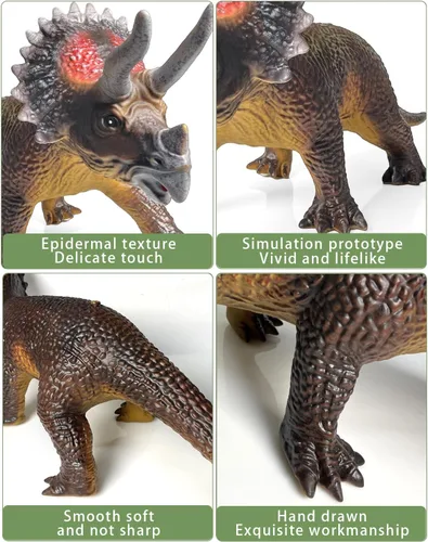 Miniatura 4 de Gzsbaby Dinosaurs King Giant Triceratops Juguete de Dinosaurio – Figura de Dinosaurio Realista y de Aspecto Real de 32 pulgadas, Juguetes