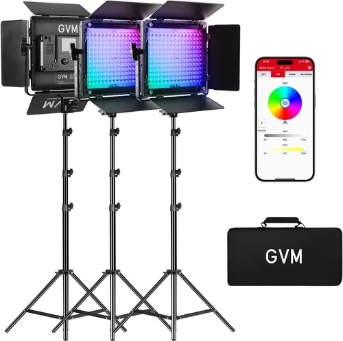 Miniatura 9 de GVM RGB LED Panel de luz de video, iluminación de fotografía con control de aplicación, kit de iluminación de video 800D para YouTube Studio