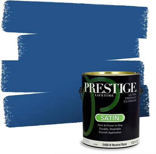 Miniatura 31 de Prestige Paints. - Base y pintura para exteriores en un solo galón, 1 galón. plano, comparable con Sherwin Williams Topsail. SW159-azul hechizante.