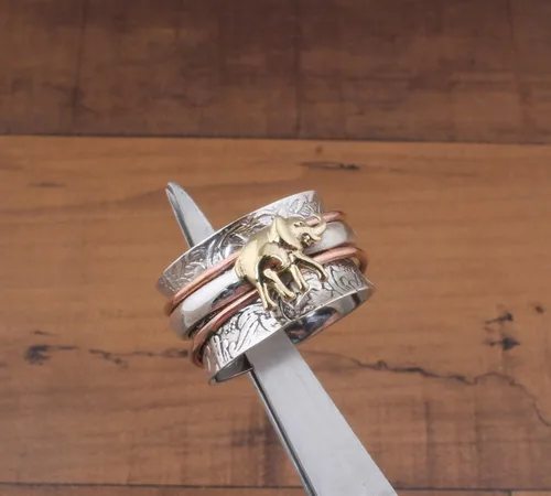 Miniatura 92 de Boho Spinner Ring, Mothers Day Gift, Silver 925 Women Ring, Sterling Silver 925 Ring, Fidget Spinner Ring,Women Silver Anxiety Ring
