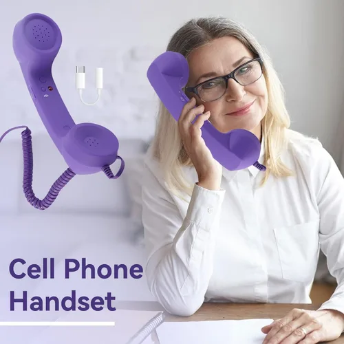 Miniatura 2 de Auricular retro para teléfono, auricular de teléfono para teléfono celular tipo C con conector de 0.138 in, receptor de teléfono móvil, micrófono