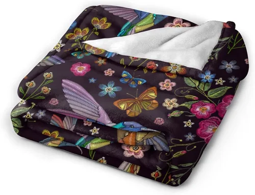 Miniatura 2 de Regalos de colibrí para mujeres, manta de flores, regalos de pájaros para mujeres, mamá, niñas, decoración floral para el hogar, dormitorio, sala