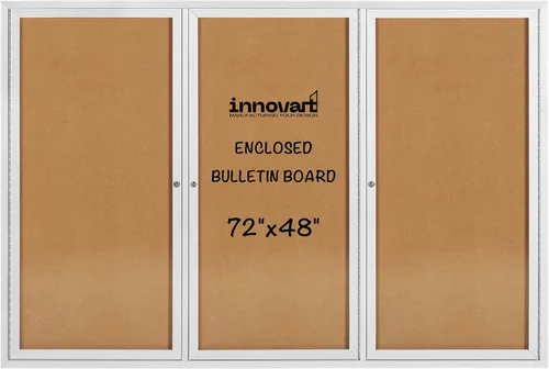 Miniatura 13 de INNOVART Tablero de anuncios cerrado de 48 x 36 pulgadas, tablero de anuncios de corcho con cerradura con marco de aluminio, tablero de anuncios