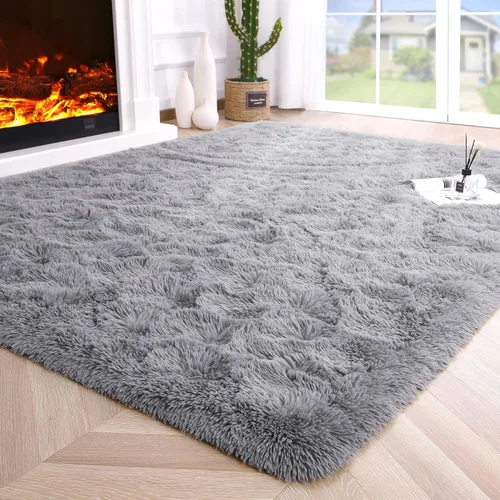 Miniatura 74 de Noahas - Alfombra suave y afelpada para habitación de niña y sala de estar, colorida, decoración para guardería, teñido anudado arcoíris, azul
