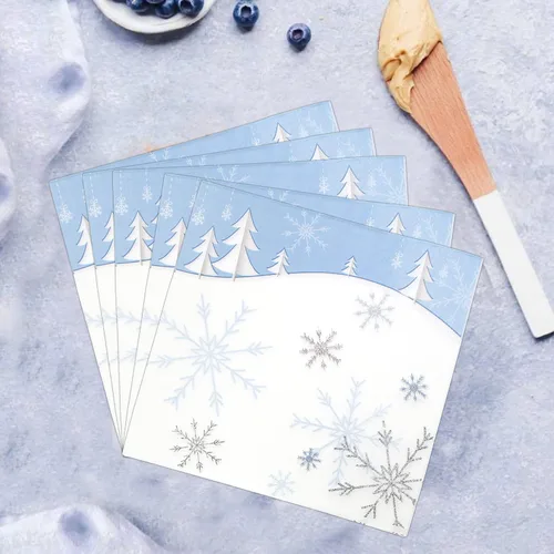 Miniatura 4 de Servilletas de Copo de Nieve, Servilletas Desechables de Papel para Almuerzo Navideño Decoraciones de Fiesta Temática de Nieve Azul, Servilleta