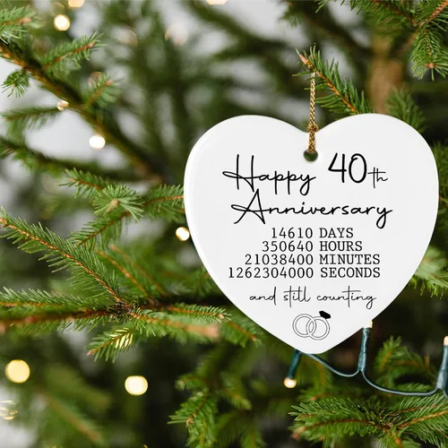 Miniatura 3 de Adorno de 40 aniversario de boda, regalos para parejas, padres, regalos de boda para padres, adorno de recuerdo de corazón, placa de corazón