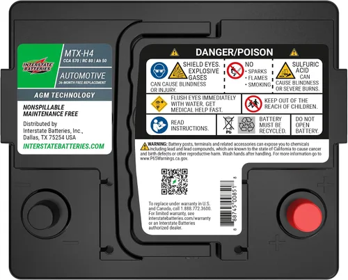 Miniatura 5 de Interstate Batteries Batería automotriz de 12 V, 50 Ah (tamaño del grupo H4) 570CCA SLI AGM, batería de repuesto para automóviles, SUV, sedanes