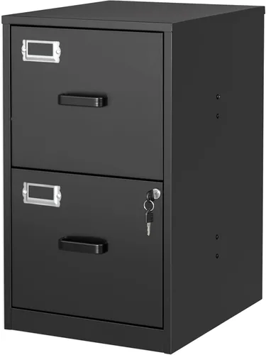 Miniatura 14 de BYNSOE - Archivador de 2 cajones con cerradura, archivador vertical de metal con ruedas, archivador móvil para oficina, hogar