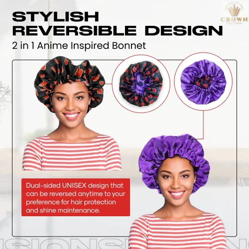 Miniatura 2 de Double Layer Reversible Anime Bonnet for Men and Women - Comfortable Satin Silky Fabric with Elastic Soft Band