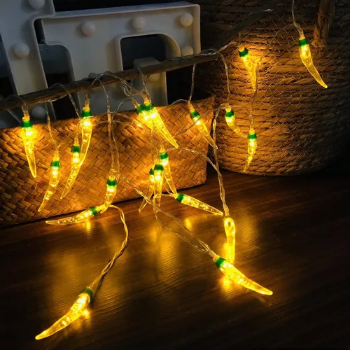 Miniatura 17 de Guirnalda de luces rojas de chile y pimienta, luces de noche de hadas, guirnalda de cobre, lámpara colgante con pilas para decoración del hogar