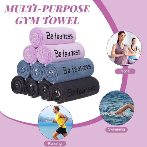 Miniatura 6 de Peryiter 9 toallas de microfibra para gimnasio para hombres y mujeres, toallas de entrenamiento Soft Be Fearless para yoga, deportes, ejercicio