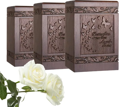 Urnas de cremación para cenizas humanas adultas, masculinas y femeninas, cajas y ataúdes de madera tallada con mariposas para cenizas de hombres,