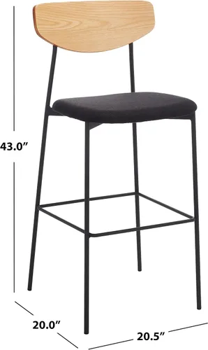 Miniatura 3 de SAFAVIEH Home Collection Ryker Taburete de bar de cocina de 30 pulgadas de roble y negro (totalmente montado)
