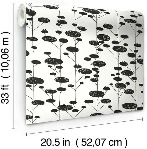 Miniatura 3 de RoomMates RMK11559WP Papel pintado retro blanco y negro de árboles