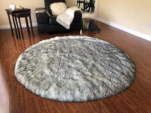 Miniatura 12 de LAMBZY Alfombra redonda de piel de oveja sintética de oveja sintética, hipoalergénica, de felpa, lujosa y sedosa, para dormitorio, sala de estar