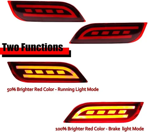 Miniatura 2 de Lente roja LED parachoques trasero reflector luz niebla cola lámpara de freno compatible con Subaru 2008-2014 WRX/STI, 08-up Impreza, 13 en adelante