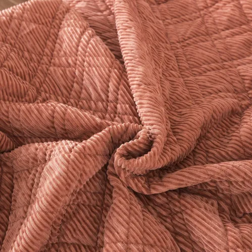 Miniatura 4 de DaDalogy Bedding - Juego de colcha de pana color naranja terracota, manta terrosa rústica y cálida coral ladrillo – Terciopelo suave ligero cosido
