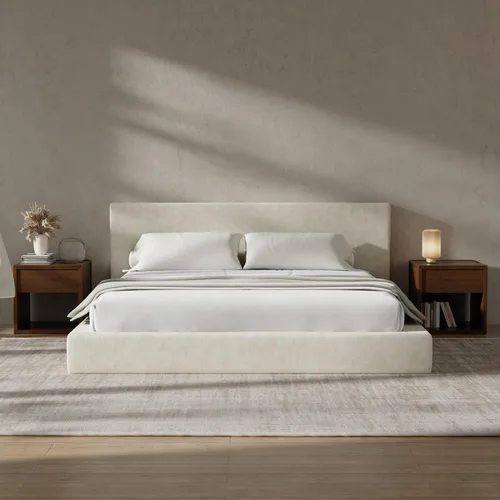 Miniatura 15 de RECCI Cloud - Base de cama Queen tapizada con cabecero, plataforma acolchada de espuma de 5 pulgadas, sin somier, fácil montaje (crema)