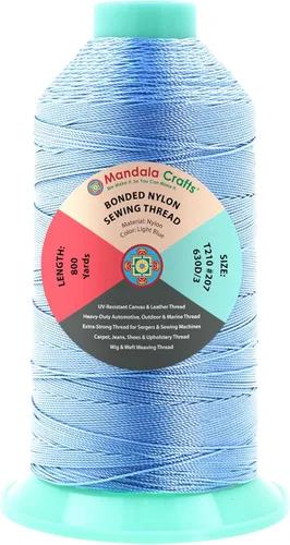Miniatura 319 de Mandala Crafts - Hilo de nailon para coser cuero, tapicería, mezclilla y para trenzar el pelo; resistente, 1500 yardas, tamaño 69 T70 Marrón