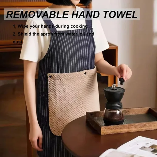 Miniatura 2 de Delantales para mujer con bolsillos, delantales extraíbles para cocinar, impermeable, resistente al aceite, babero, multifuncional, toalla de mano