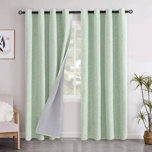 Miniatura 19 de YoungsTex - Cortinas opacas de lino para dormitorio, oscurecimiento de la habitación, cortinas con textura de lino, paneles con aislamiento térmico