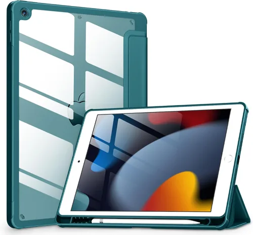 Miniatura 14 de VIKESI - Funda para iPad de 9ª / 8ª / 7ª generación de 10.2 pulgadas (lanzada en 2021/2020/2019), parte trasera transparente, cubierta de marco