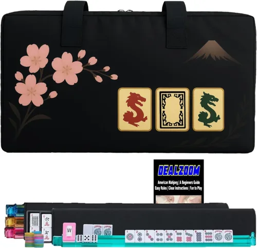 American Mahjong Set completo, juego completo con 166 azulejos Mahjong, bastidores Mahjong con empujadores, instrucciones, dados, fichas, indicador