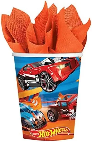Miniatura 2 de Amscan Hot Wheels - Paquete de suministros para fiesta de cumpleaños, incluye vasos de papel para fiestas, 16 tazas