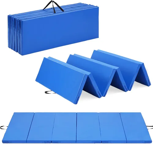 Miniatura 15 de Colchoneta de gimnasia, 3 x 6 pies, 4 x 8 pies, 2 pulgadas de grosor, plegable, para niños, para gimnasio en casa, ejercicio y juego 3x6FT-azul claro