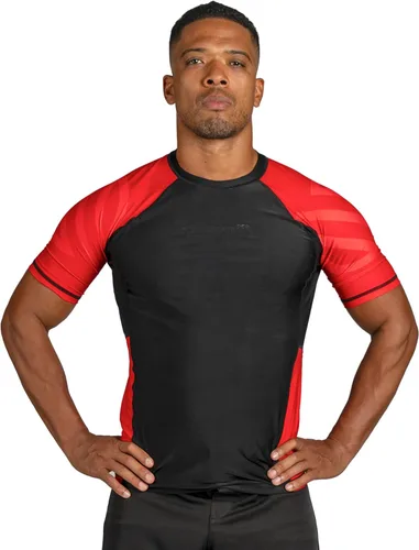 Miniatura 2 de Sanabul Esencial manga corta Rash Guard MMA BJJ Wrestling Grappling Jiu Jitsu Rojo