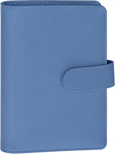 Miniatura 23 de Antner - Archivador de piel sintética con 6 anillos, para papel de tamaño A6, agenda personal con hojas sueltas y cubierta con cierre magnético, azul