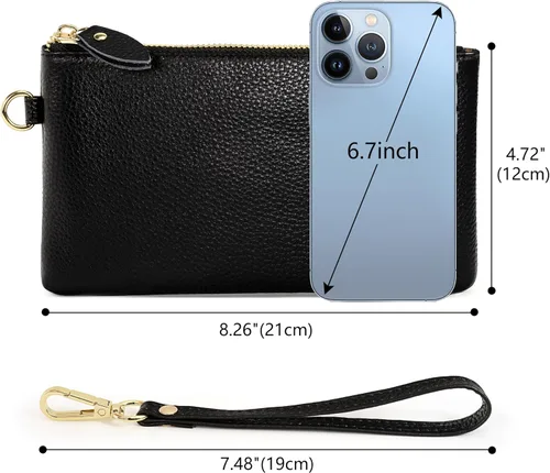 Miniatura 6 de Uromee Cartera de mano para mujer, de piel auténtica, con cadena de hombro desmontable