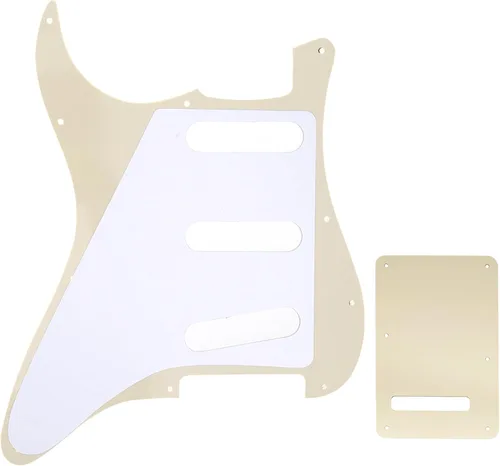 Miniatura 3 de Juego de carcasa para guitarra eléctrica Musiclily SSS 11 agujeros Stratocaster para Fender, hecho en México/EE. UU., crema (1Ply Cream)
