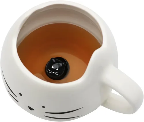 Miniatura 9 de Taza de gato Koolkatkoo Lindas tazas de café de cerámica Tazas de té novedosas con animal 3D oculto en la taza para mujeres Niñas Regalos para Rosa