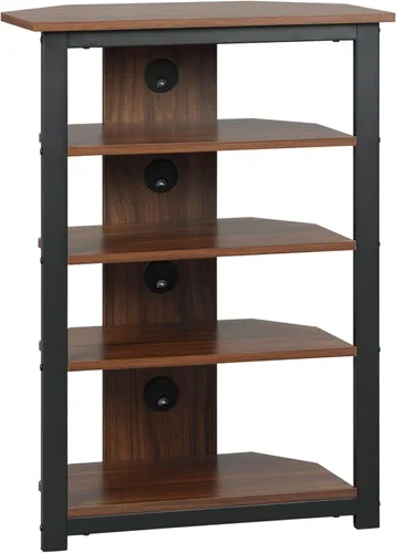 HOMCOM Soporte multimedia con estante de audio de 4 niveles, estante de esquina para medios AV con gestión de cables para reproductores de DVD,
