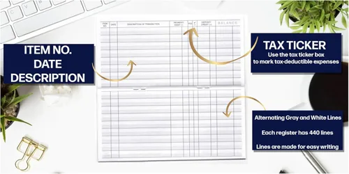 Miniatura 3 de Registros de cheques para chequera personal - Calendarios 25-26-27 Registros de cheques para el libro de contabilidad de cheques, registro