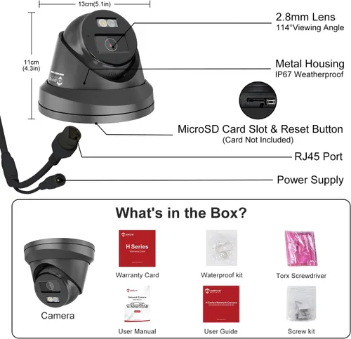 Miniatura 7 de Cámara IP PoE de 5 MP de Anpviz para exteriores, cámara de seguridad de torreta metálica con audio, detección de humanos y vehículos, visión