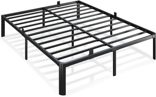 Miniatura 10 de Marco de cama de metal tamaño individual, marcos de cama de plataforma resistente de 14 pulgadas, 3500 libras, listones de acero sin ruido,