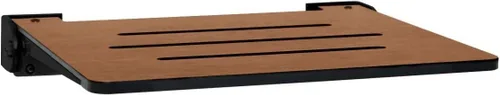 Miniatura 15 de Seachrome Asiento de ducha plegable Silhouette Slimline de 18 pulgadas, para montaje en pared, asiento rústico de teca con marco plateado