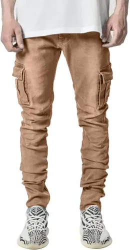 Miniatura 2 de HUNGSON Pantalones de mezclilla elásticos ajustados para hombre, jeans ajustados rasgados para hombre, pantalones de pierna recta desgastados