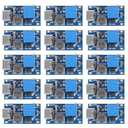 Convertidor de potencia de impulso elevador tipo C MT3608 DC-DC, módulo de 2 A, regulador de voltaje ajustable elevador, salida de 2-24 V a 5 V-28 V