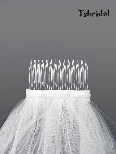 Miniatura 3 de Tsbridal - Velo de novia de 3 capas de tul corto con peine