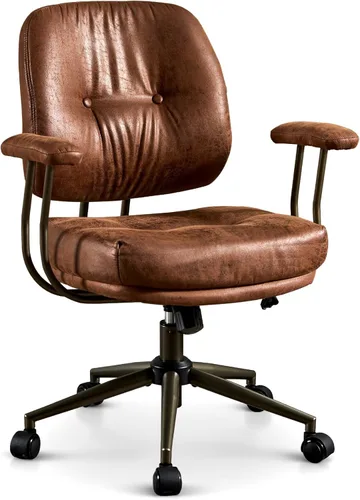 Miniatura 18 de ovios Silla de oficina ergonómica, sillas ejecutivas de piel sintética con respaldo alto y cojín grueso, cómodo sillón giratorio moderno de mediados