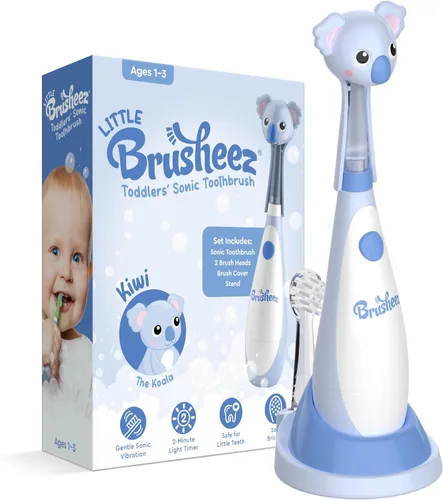 Brusheez Cepillo de dientes sónico para niños pequeños - Cepillo de dientes seguro y suave para edades 1-3 con temporizador de 2 minutos incorporado