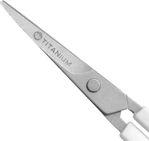 Miniatura 6 de Westcott Tijeras de bordado de 4 pulgadas con cuchillas curvadas de titanio para recortar al ras, manualidades, coser y más (blanco y gris)