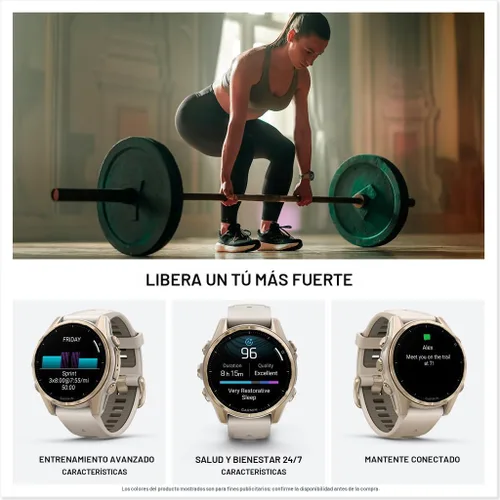 Miniatura 5 de Garmin fēnix® 8 – 43mm, AMOLED, Zafiro, Smartwatch GPS Multisport Premium, Batería de Larga Duración, Certificado para Buceo, Linterna LED Oro suave