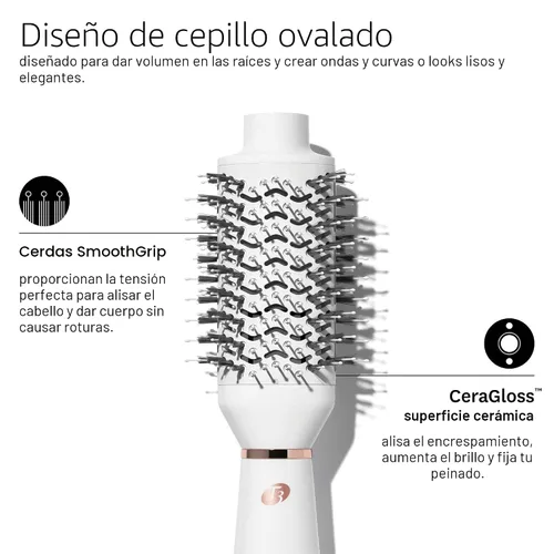 Miniatura 8 de T3 AireBrush One Step Smoothing and Volumizing Hair Blow Dryer Brush, for Fast Drying and Styling with Multiple Heat and Speed Settings, Ceramic and
