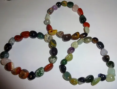 Miniatura 5 de 1 pulsera elástica con cuentas de pepita de cristal caído de calidad #2 estilo chakras mixto de 0.157-0.315 in