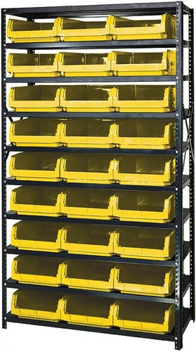 Miniatura 300 de Quantum QSBU-245BK Heavy Duty Shelving Unit with (7) Shelves and (24) QUS245 Black Bins for Garage Warehouse Storage Distribution 400 lb Load