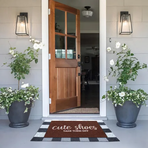 Miniatura 7 de Tapete de Puerta de Entrada de Bienvenida para Interiores y Exteriores, Tapetes de Entrada para Rascador de Zapatos, Lindos Zapatos Quítatelos